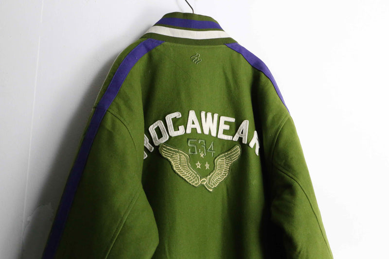 "ROCAWEAR" green × purple quilting wool jacket