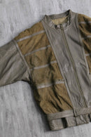 suède switch waist belt design leather blouson