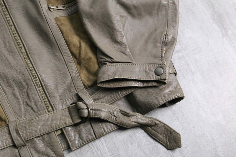 suède switch waist belt design leather blouson