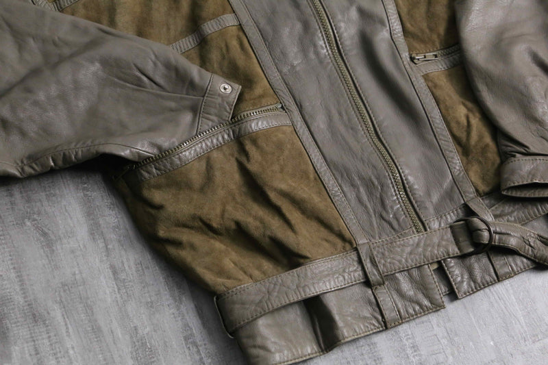 suède switch waist belt design leather blouson