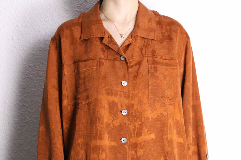 “CHICO'S” yellow ochre total pattern shirt setup