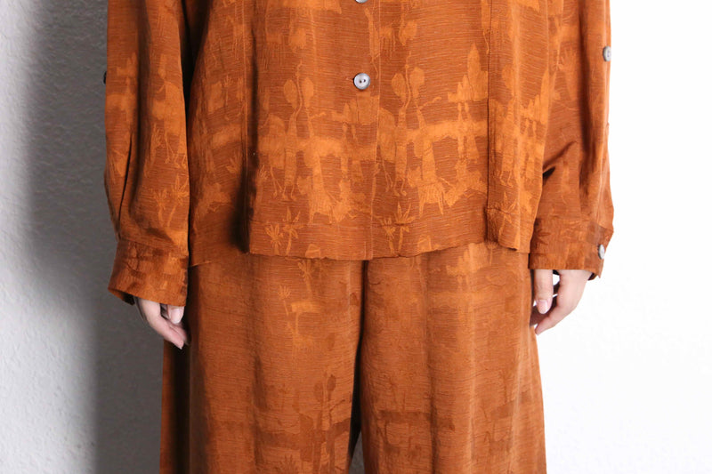 “CHICO'S” yellow ochre total pattern shirt setup