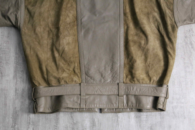 suède switch waist belt design leather blouson