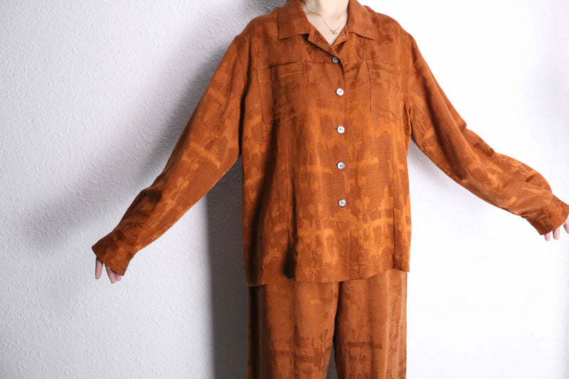 “CHICO'S” yellow ochre total pattern shirt setup