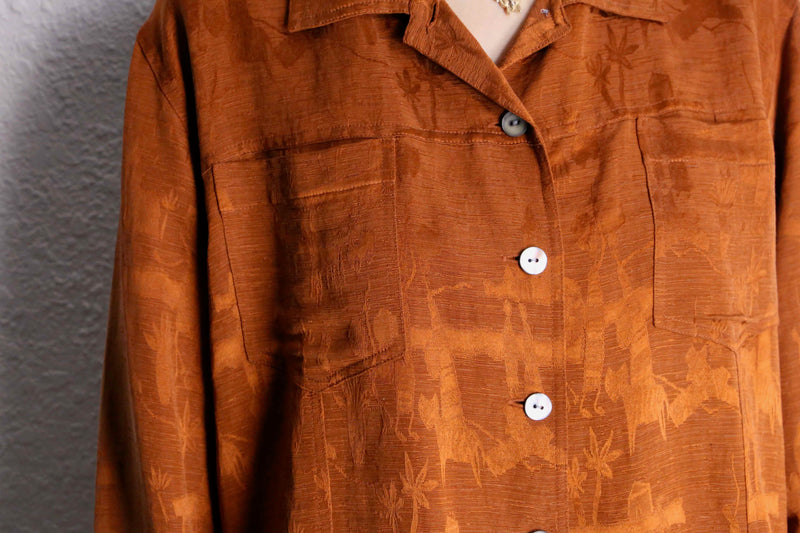 “CHICO'S” yellow ochre total pattern shirt setup