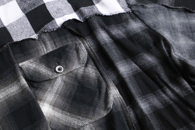 "Re:make" monotone check short length hoodie