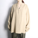 linen rayon jacquard henley pullover