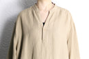 linen rayon jacquard henley pullover