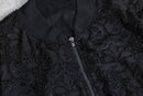 black polyester glitter velour accent blouson