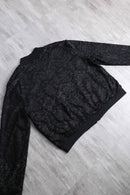 black polyester glitter velour accent blouson