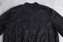 black polyester glitter velour accent blouson