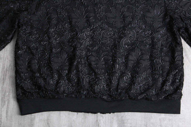 black polyester glitter velour accent blouson