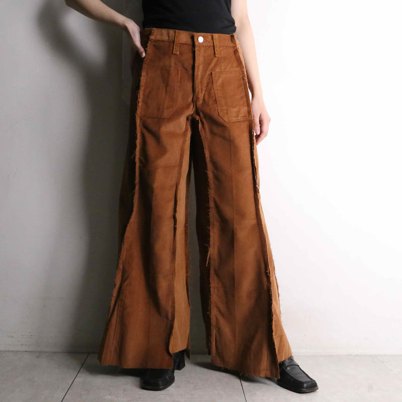 remake "再構築" light brown corduroy buggy flare pants