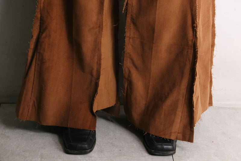 remake "再構築" light brown corduroy buggy flare pants