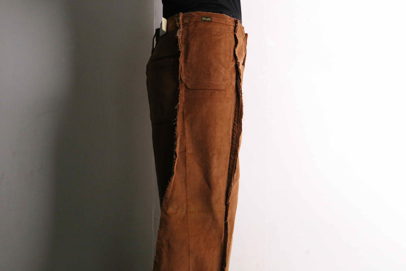 remake "再構築" light brown corduroy buggy flare pants