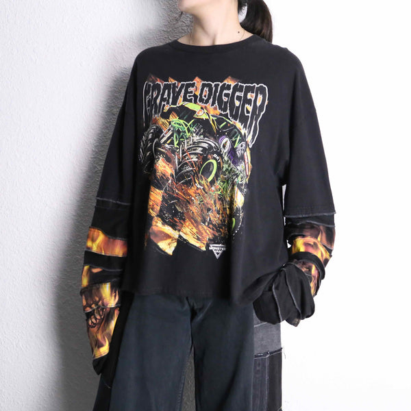 "Re:make" band design layered long sleeve Tee
