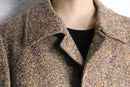 beige color nep tweed soutien collar coat