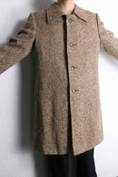 beige color nep tweed soutien collar coat