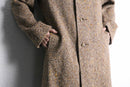 beige color nep tweed soutien collar coat