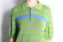 light green horizontal stripe knit polo shirt