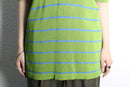 light green horizontal stripe knit polo shirt