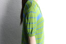 light green horizontal stripe knit polo shirt