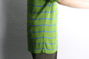 light green horizontal stripe knit polo shirt