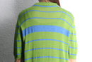 light green horizontal stripe knit polo shirt