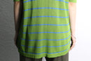 light green horizontal stripe knit polo shirt