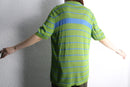 light green horizontal stripe knit polo shirt