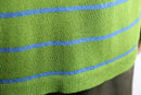 light green horizontal stripe knit polo shirt