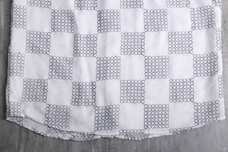 90's "PRONTI" monotone geometric embroidery shirt