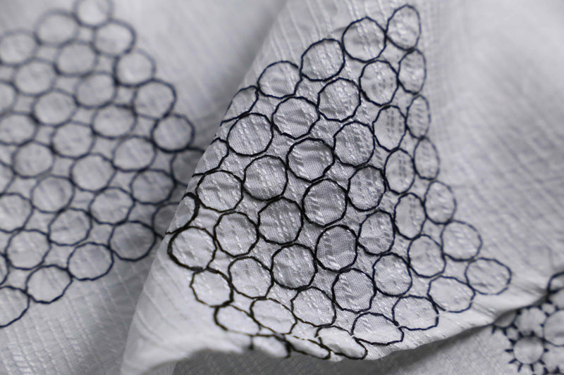 90's "PRONTI" monotone geometric embroidery shirt