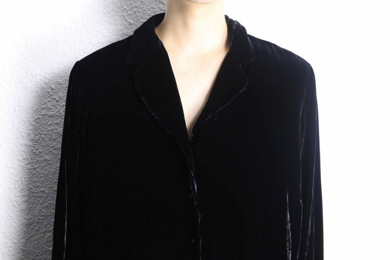 ”Lauren Ralph Lauren” black velours open collar shirts