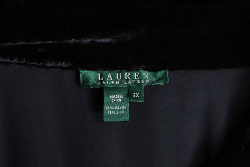 ”Lauren Ralph Lauren” black velours open collar shirts