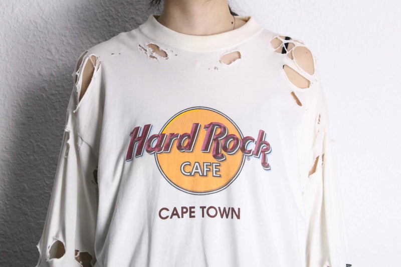 “Re:make” denim arm destroy long tee