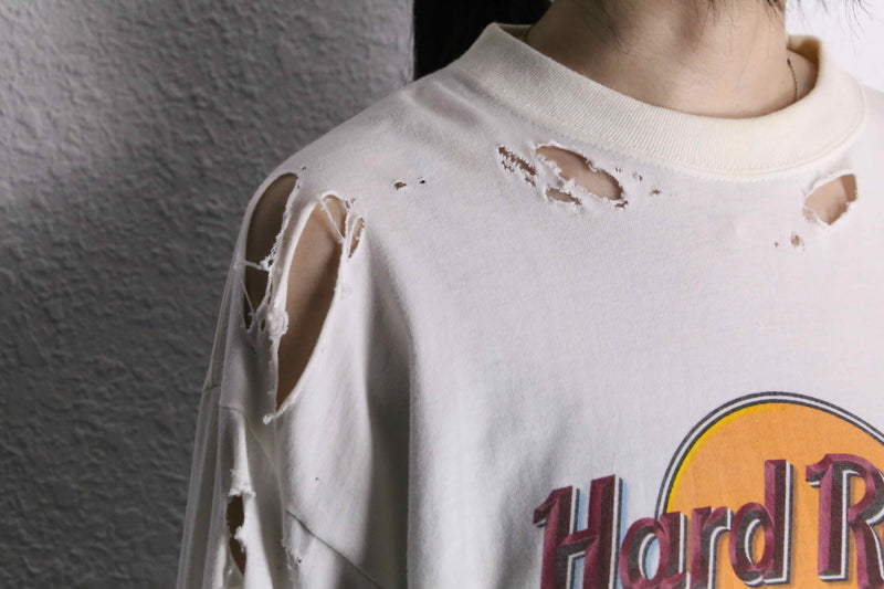 “Re:make” denim arm destroy long tee