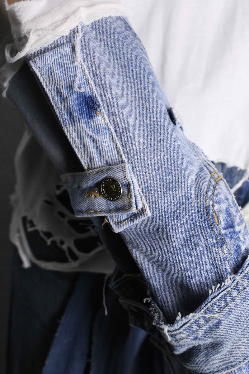 “Re:make” denim arm destroy long tee