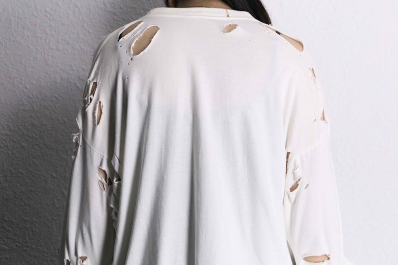 “Re:make” denim arm destroy long tee