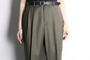 khaki wide tapered wool trousers