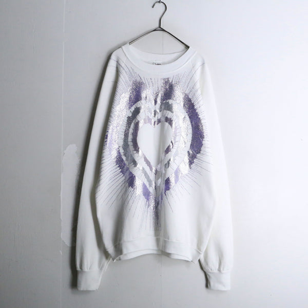 90’s metallic heart print L/S sweat