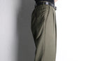 khaki wide tapered wool trousers