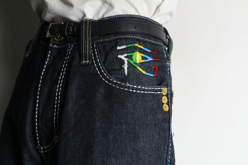 “COOGI” Tutankhamun emb loose denim pants