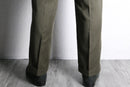 khaki wide tapered wool trousers