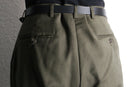 khaki wide tapered wool trousers