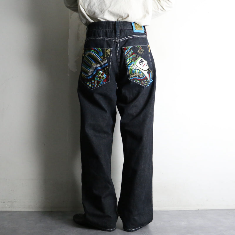 “COOGI” Tutankhamun emb loose denim pants