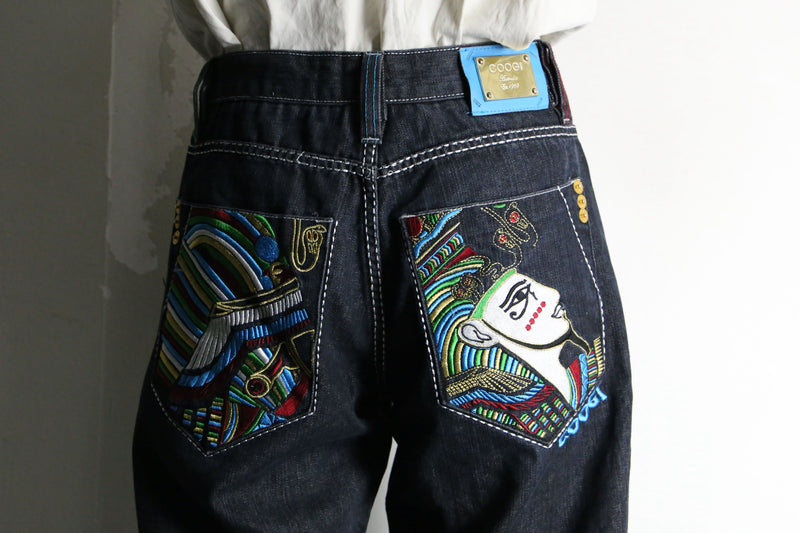 “COOGI” Tutankhamun emb loose denim pants