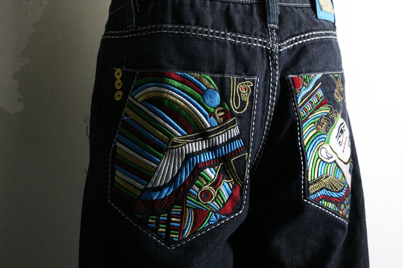 “COOGI” Tutankhamun emb loose denim pants