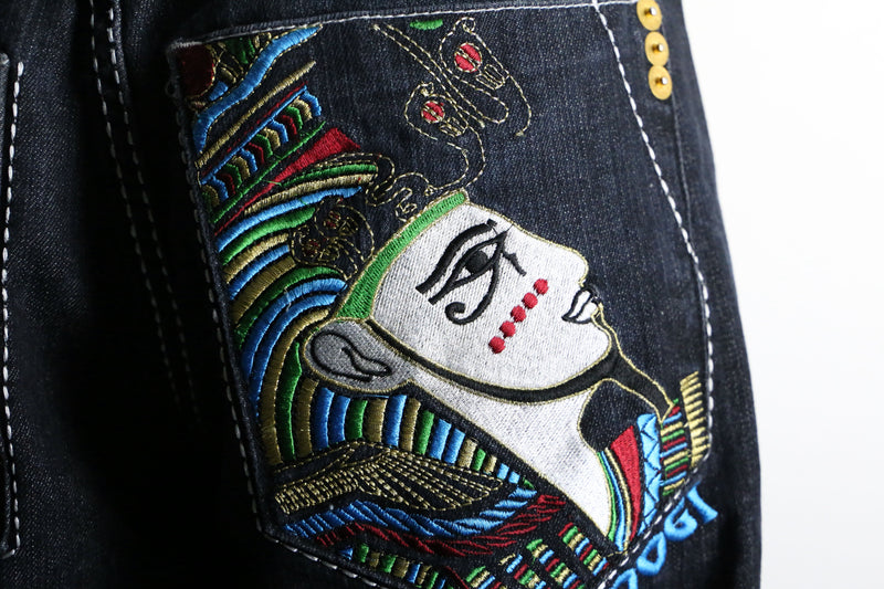 “COOGI” Tutankhamun emb loose denim pants