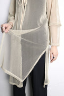 sheer mesh long cardigan